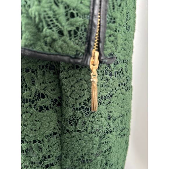 JUICY COUTURE Cire Juniper Green Lace & Leather Dress (Womens: Med) - Picture 9 of 12